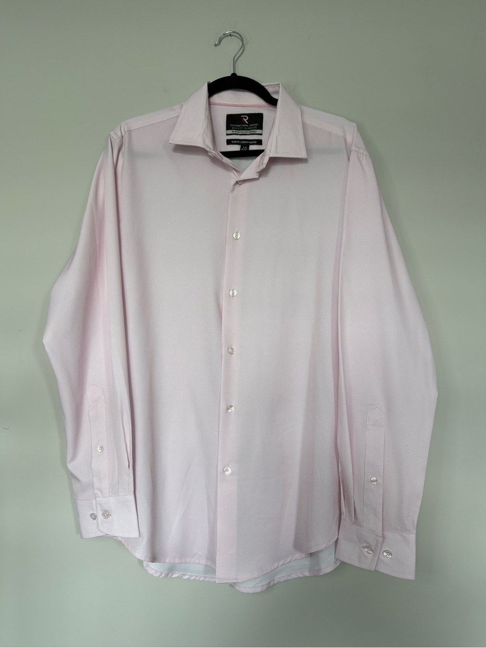 INTERNATIONAL REPORT Casual Button Down Long Sleeve Light Pink Patterned Size L